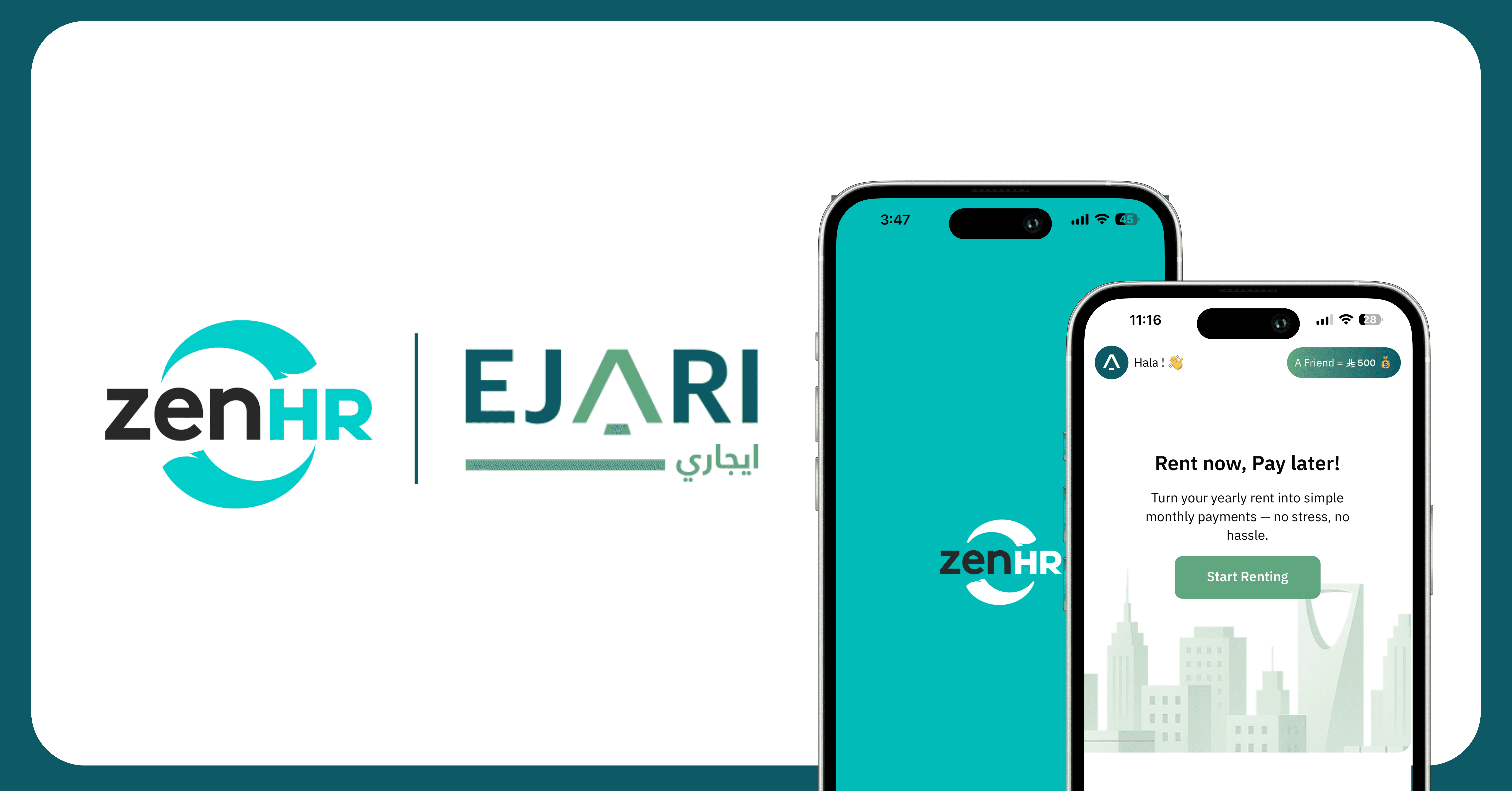 ايجاري x ZenHR: ادفع إيجارك شهرياً من تطبيق الموارد البشرية